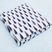 White Hand Block Print Natural Cotton Fabric Sewing Material